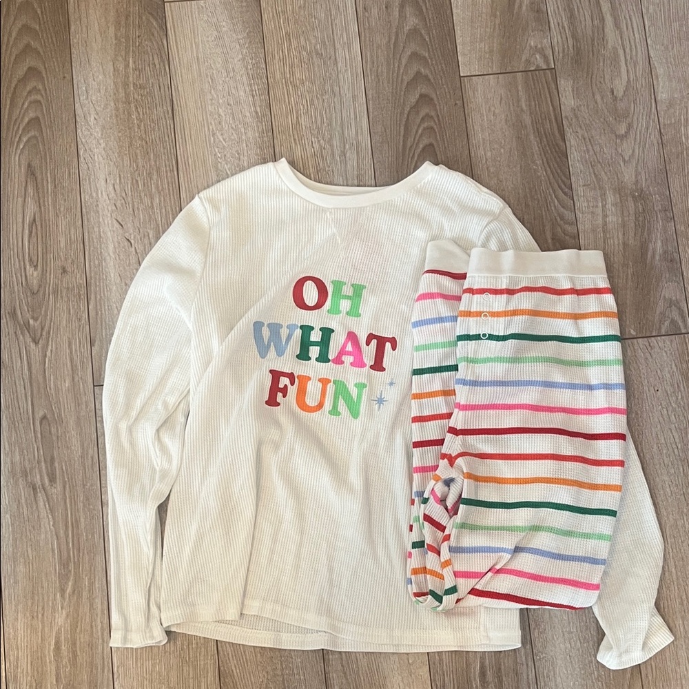Wondershop White Pajama Set with Colorful Stripes